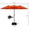 Costway 15Ft Patio Double-Sided Solar LED Market Umbrella Crank Base Beige/Tan/Orange/Burgundy/Gray/Turquoise